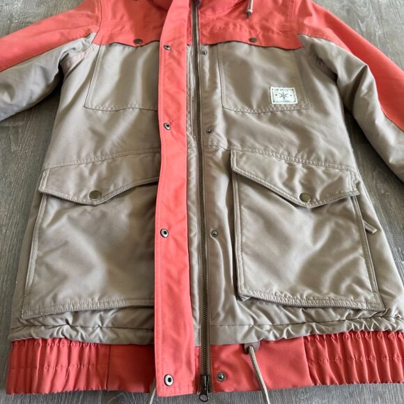 O'Neill Utility Snow Jacket Coral Beige Hooded Ski Snowboard Coat Size Medium - Picture 6 of 16